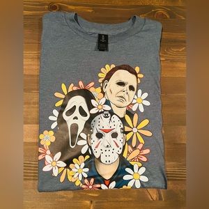 Horror Movie Classic Characters Print T Shirt BRAND NEW!